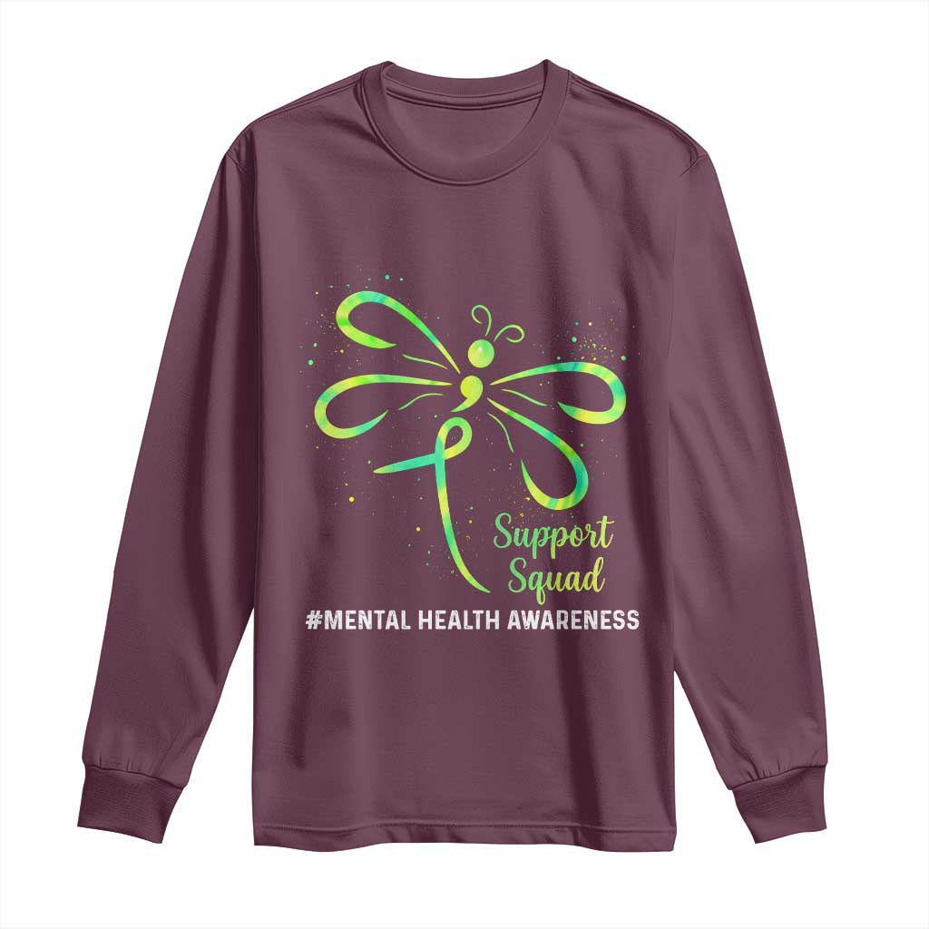 Mental Health Long Sleeve Shirt Support Squad Green Ribbon