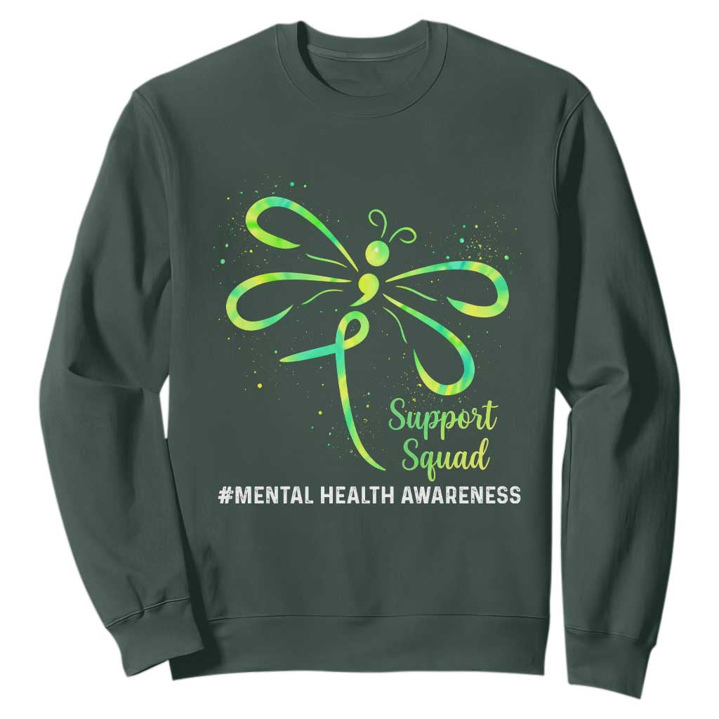 Mental Health Sweatshirt Support Squad Green Ribbon