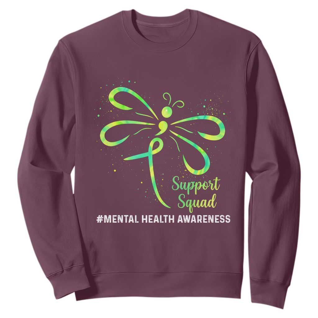 Mental Health Sweatshirt Support Squad Green Ribbon