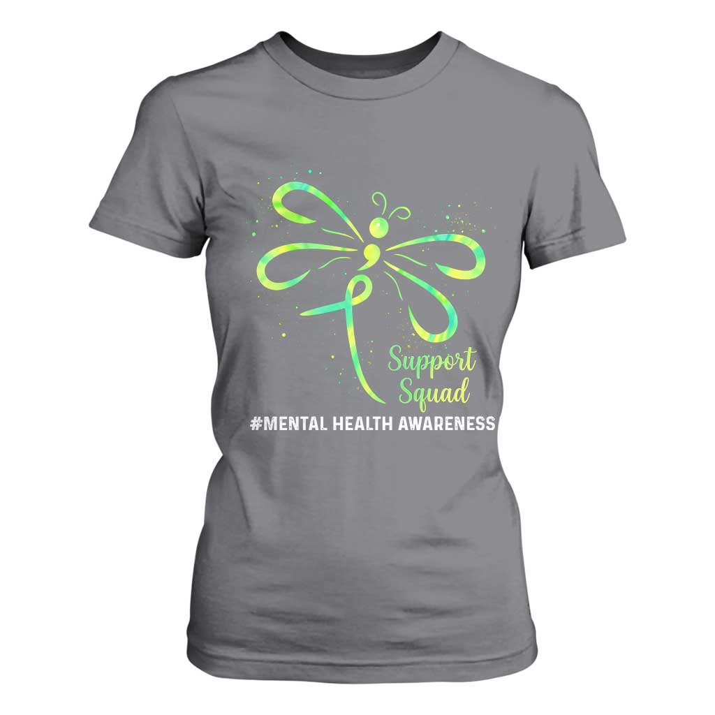 Mental Health T Shirt For Women Support Squad Green Ribbon