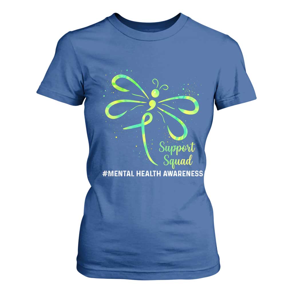Mental Health T Shirt For Women Support Squad Green Ribbon