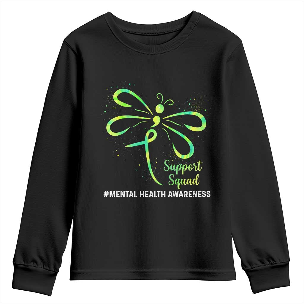Mental Health Youth Sweatshirt Support Squad Green Ribbon