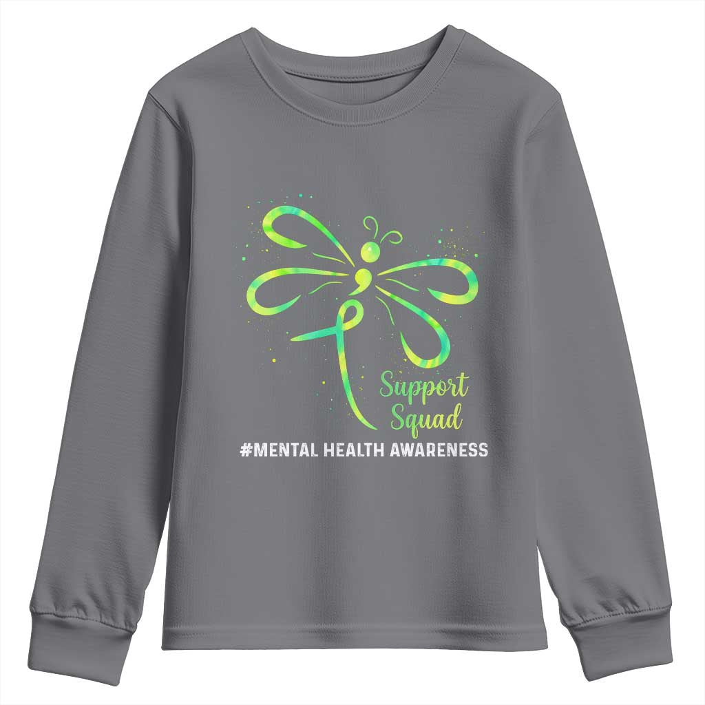 Mental Health Youth Sweatshirt Support Squad Green Ribbon