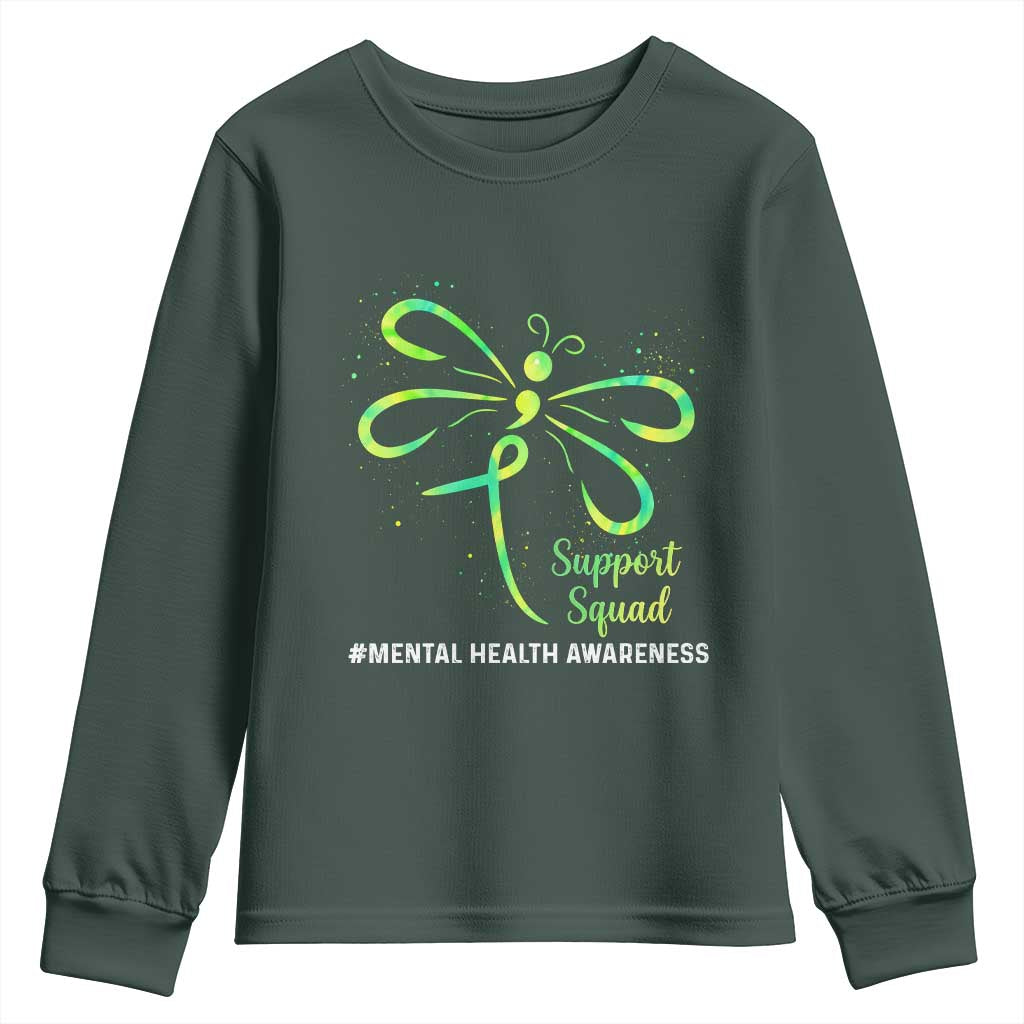 Mental Health Youth Sweatshirt Support Squad Green Ribbon