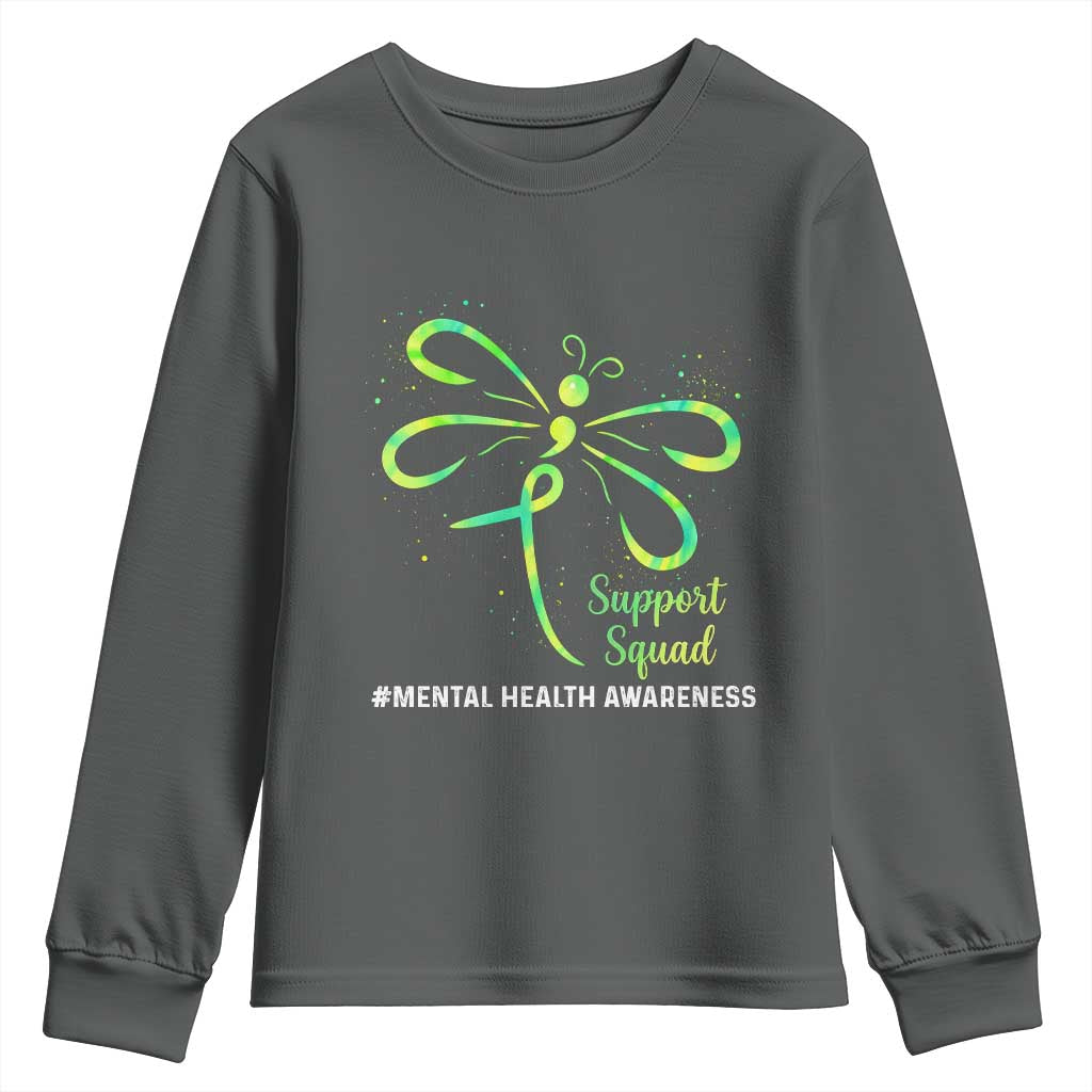Mental Health Youth Sweatshirt Support Squad Green Ribbon