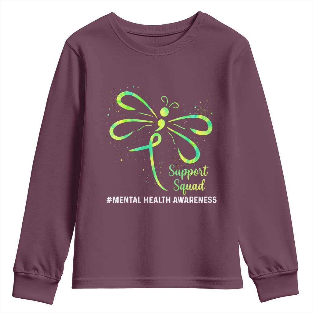 Mental Health Youth Sweatshirt Support Squad Green Ribbon