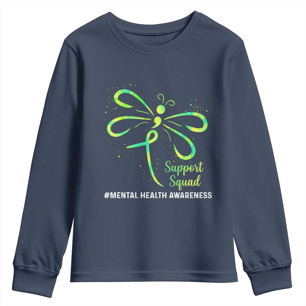 Mental Health Youth Sweatshirt Support Squad Green Ribbon