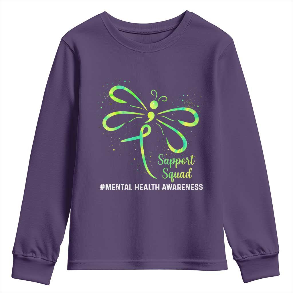 Mental Health Youth Sweatshirt Support Squad Green Ribbon