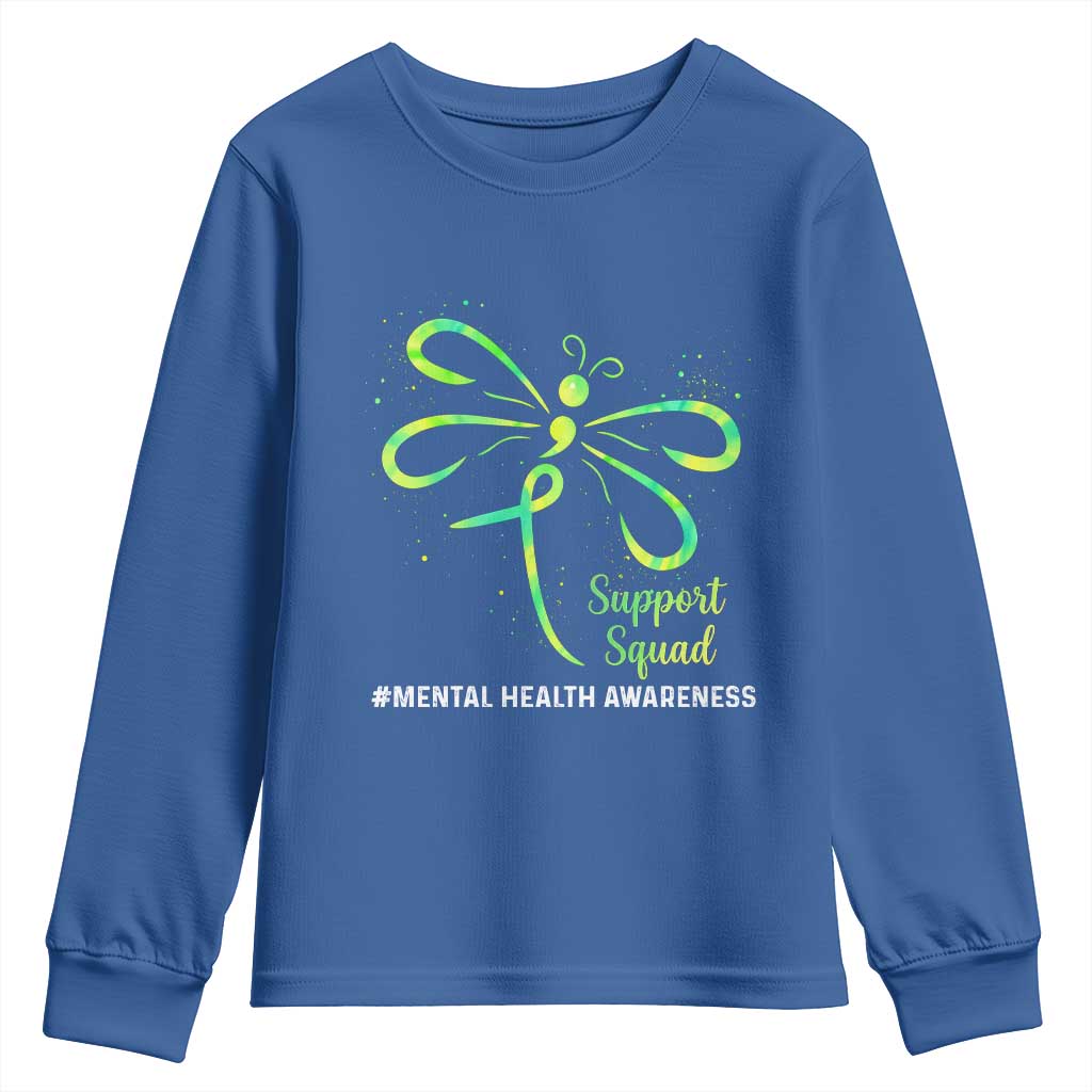 Mental Health Youth Sweatshirt Support Squad Green Ribbon
