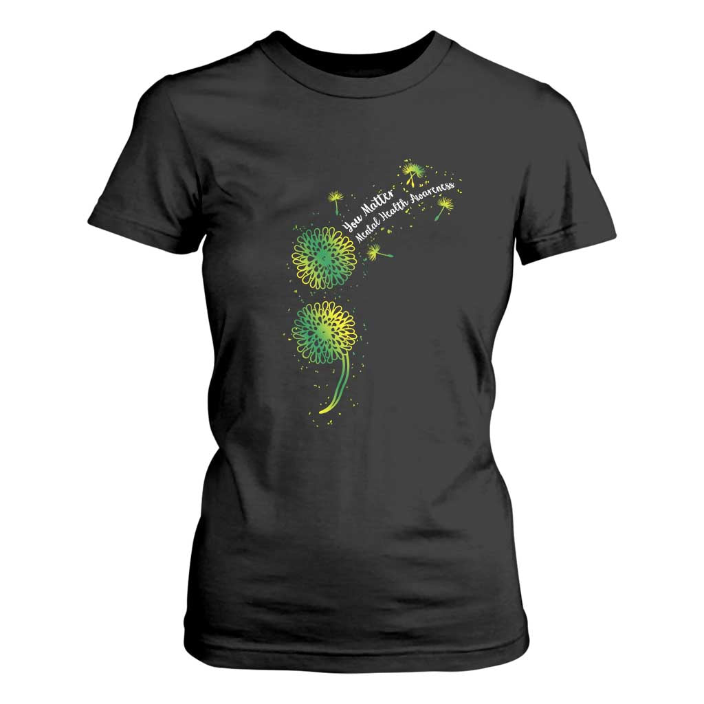 Mental Health T Shirt For Women Semicolon Dandelion You Matter