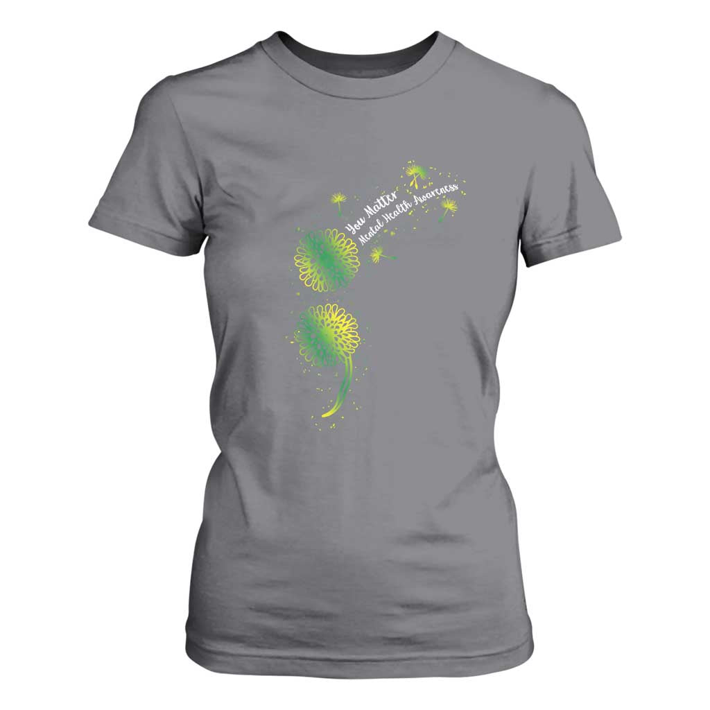 Mental Health T Shirt For Women Semicolon Dandelion You Matter