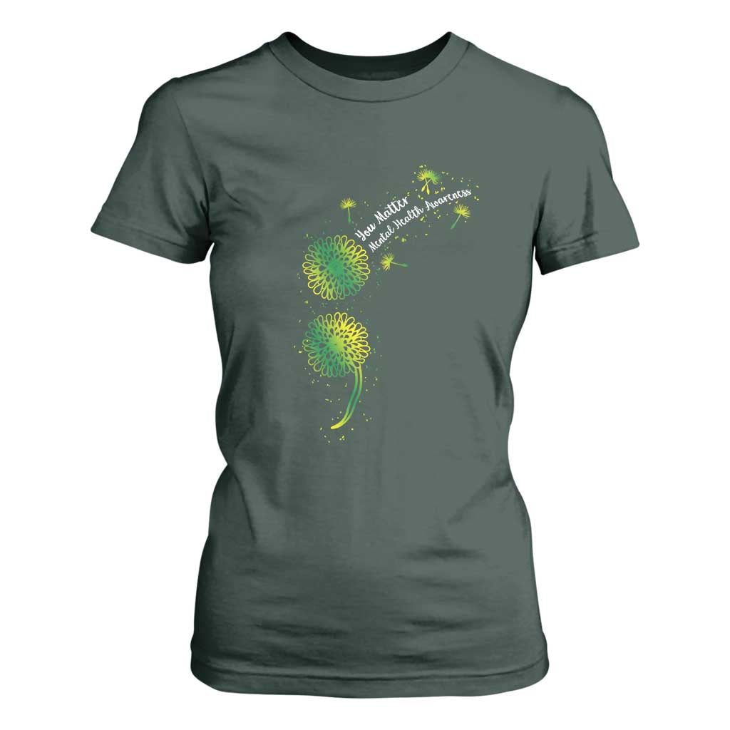 Mental Health T Shirt For Women Semicolon Dandelion You Matter