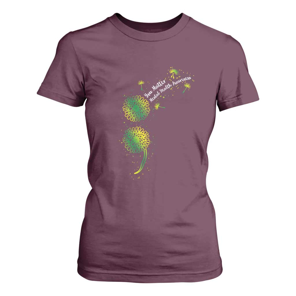 Mental Health T Shirt For Women Semicolon Dandelion You Matter
