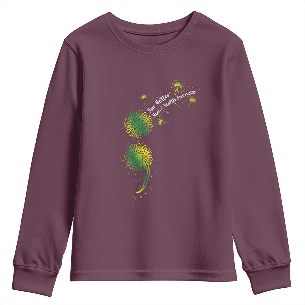 Mental Health Youth Sweatshirt Semicolon Dandelion You Matter