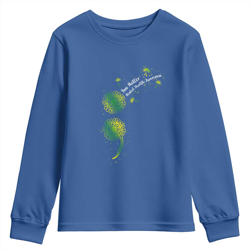 Mental Health Youth Sweatshirt Semicolon Dandelion You Matter