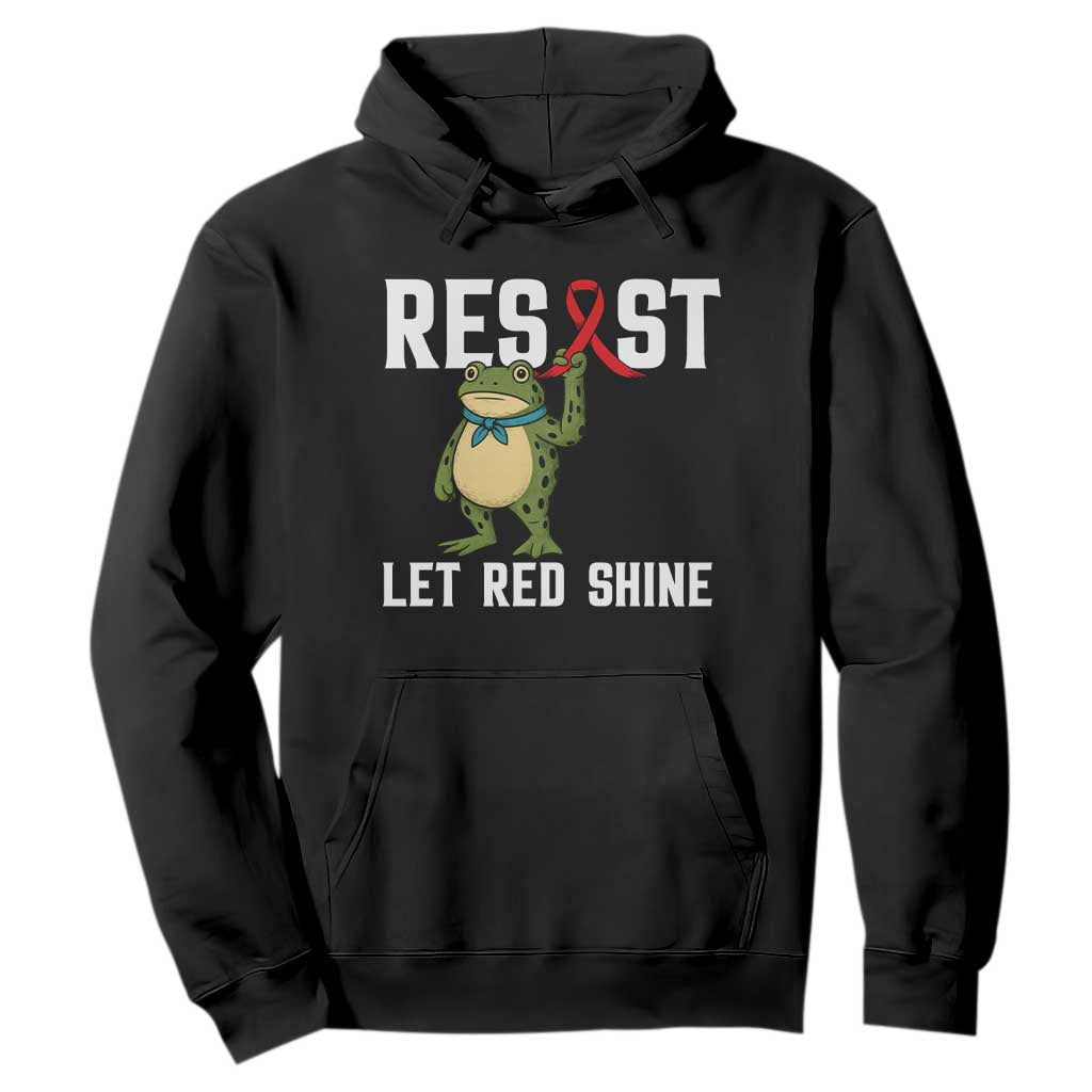 Frog AIDS Fighter Supporter Hoodie Funny Portland Activist Meme HIV Support Red Ribbon
