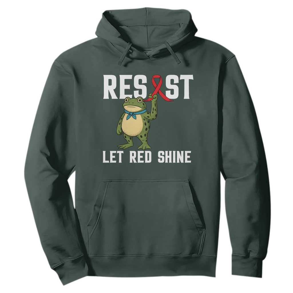 Frog AIDS Fighter Supporter Hoodie Funny Portland Activist Meme HIV Support Red Ribbon