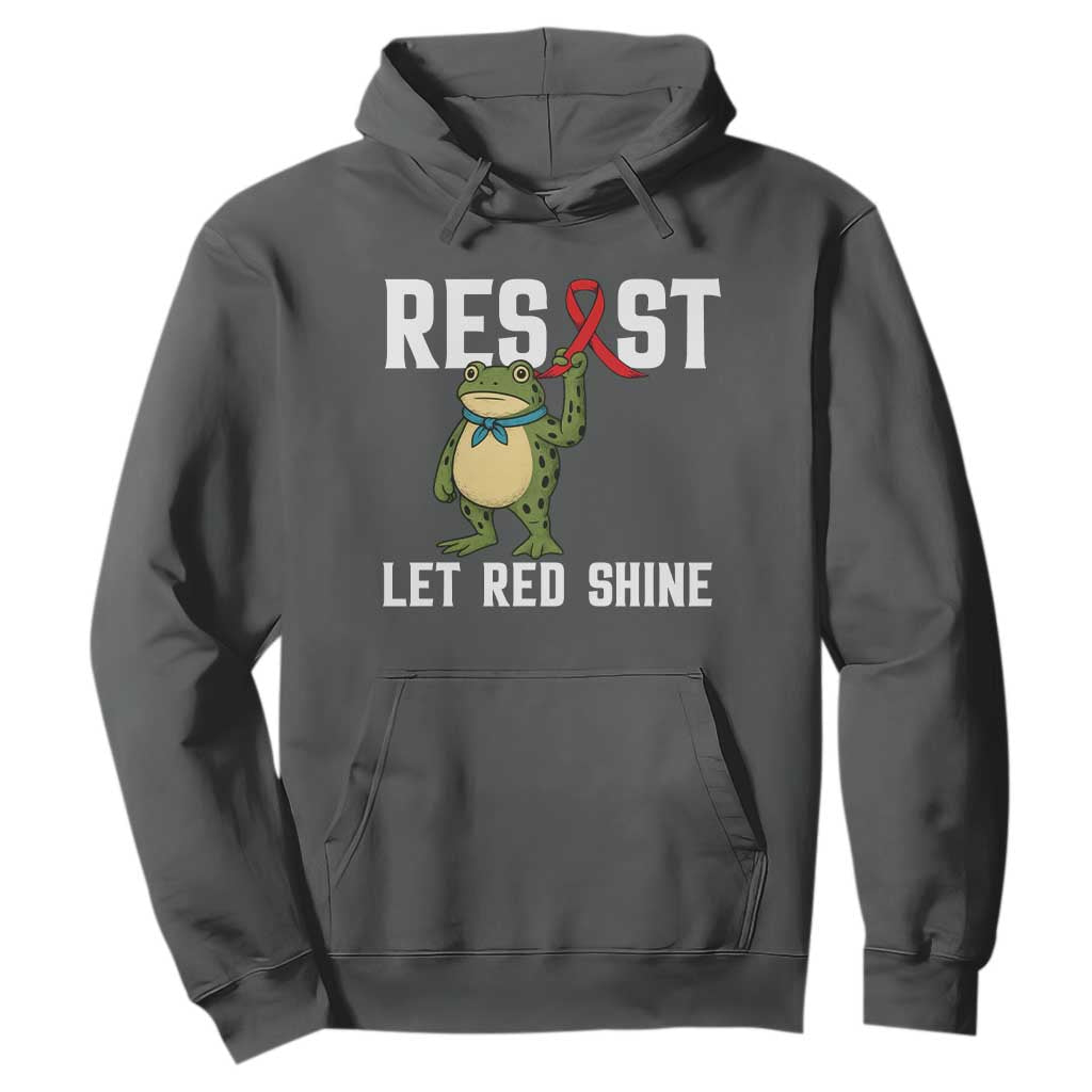 Frog AIDS Fighter Supporter Hoodie Funny Portland Activist Meme HIV Support Red Ribbon