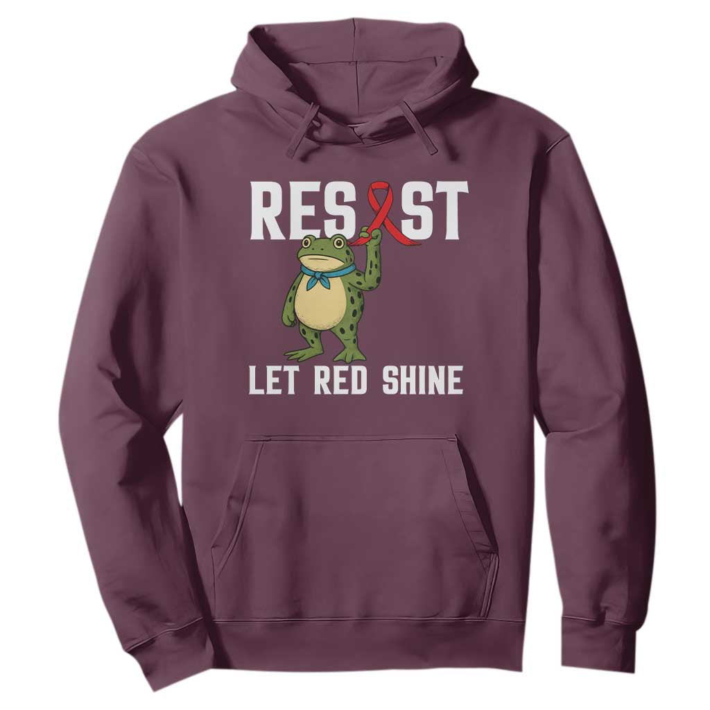 Frog AIDS Fighter Supporter Hoodie Funny Portland Activist Meme HIV Support Red Ribbon