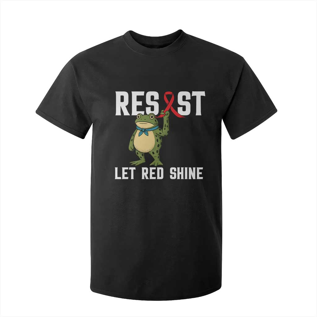 Frog AIDS Fighter Supporter T Shirt For Kid Funny Portland Activist Meme HIV Support Red Ribbon