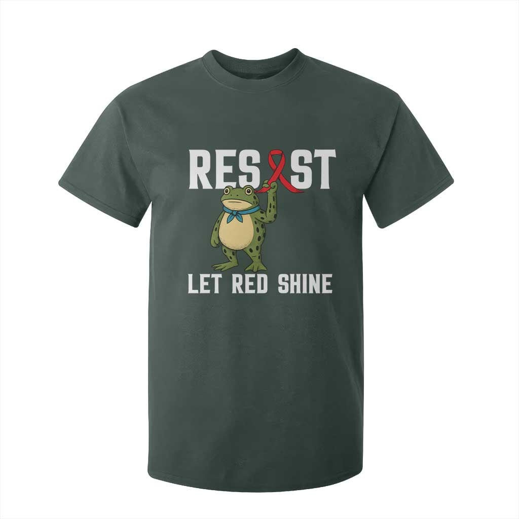 Frog AIDS Fighter Supporter T Shirt For Kid Funny Portland Activist Meme HIV Support Red Ribbon