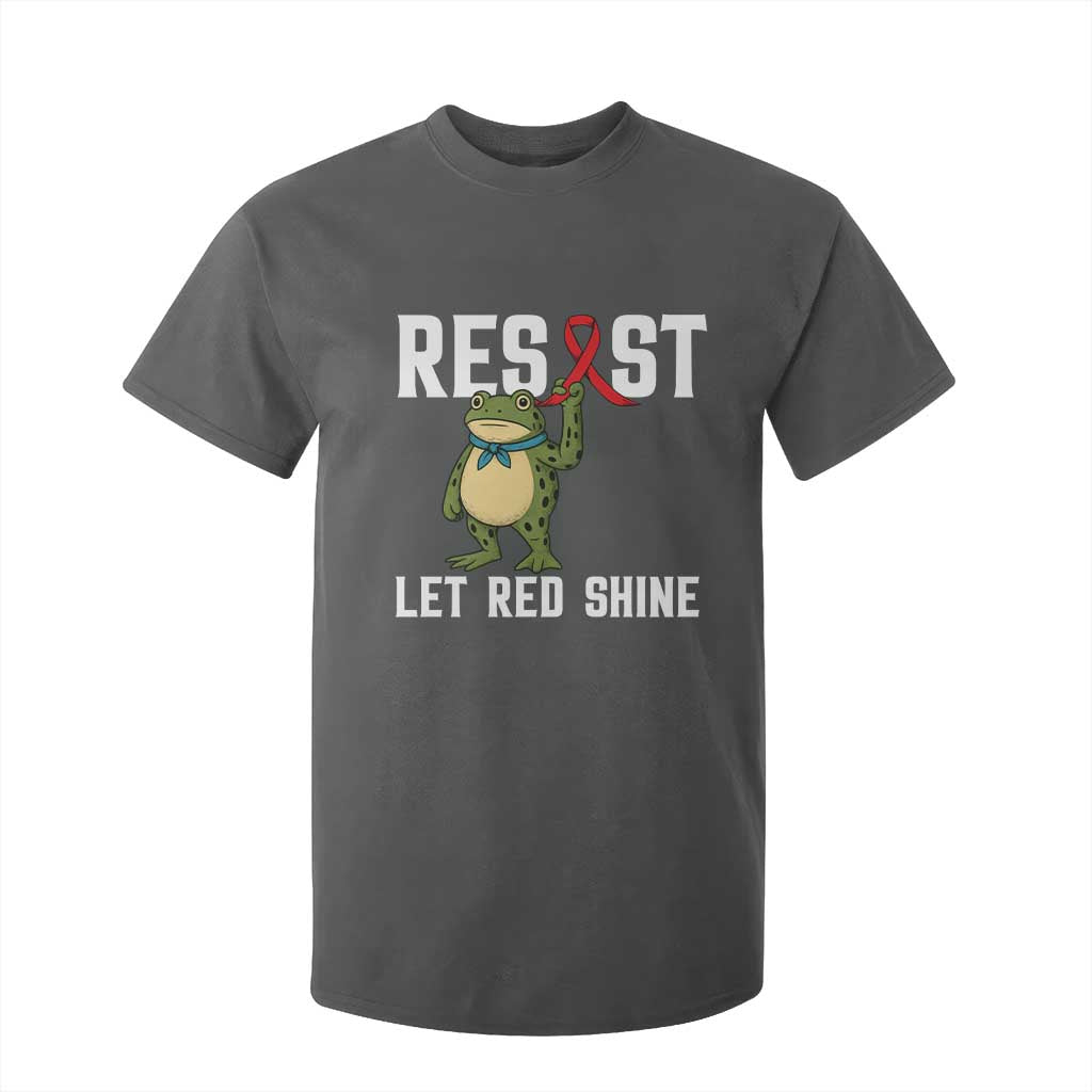 Frog AIDS Fighter Supporter T Shirt For Kid Funny Portland Activist Meme HIV Support Red Ribbon