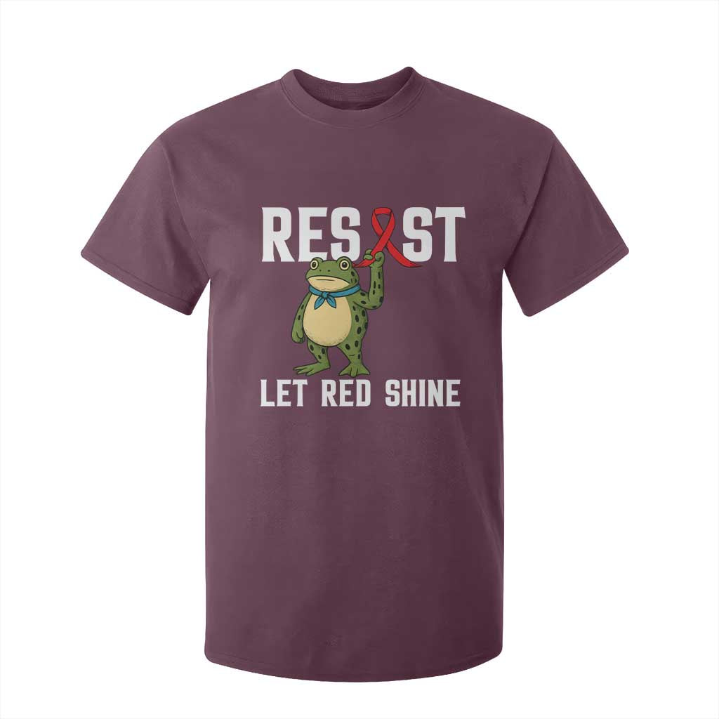 Frog AIDS Fighter Supporter T Shirt For Kid Funny Portland Activist Meme HIV Support Red Ribbon
