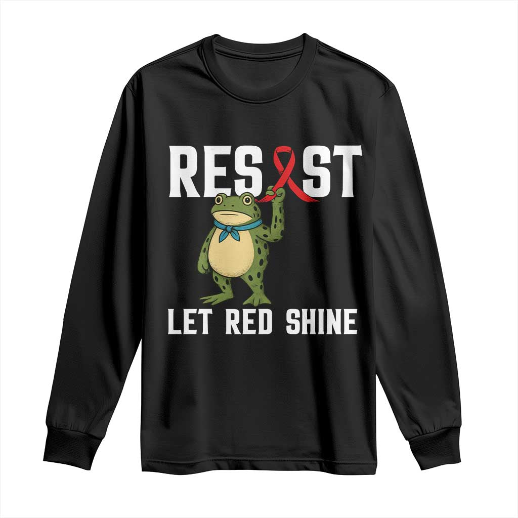 Frog AIDS Fighter Supporter Long Sleeve Shirt Funny Portland Activist Meme HIV Support Red Ribbon
