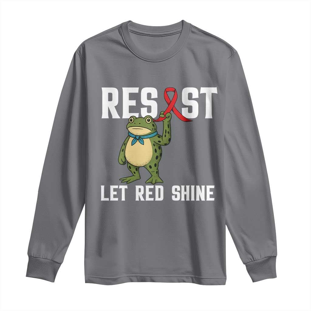 Frog AIDS Fighter Supporter Long Sleeve Shirt Funny Portland Activist Meme HIV Support Red Ribbon