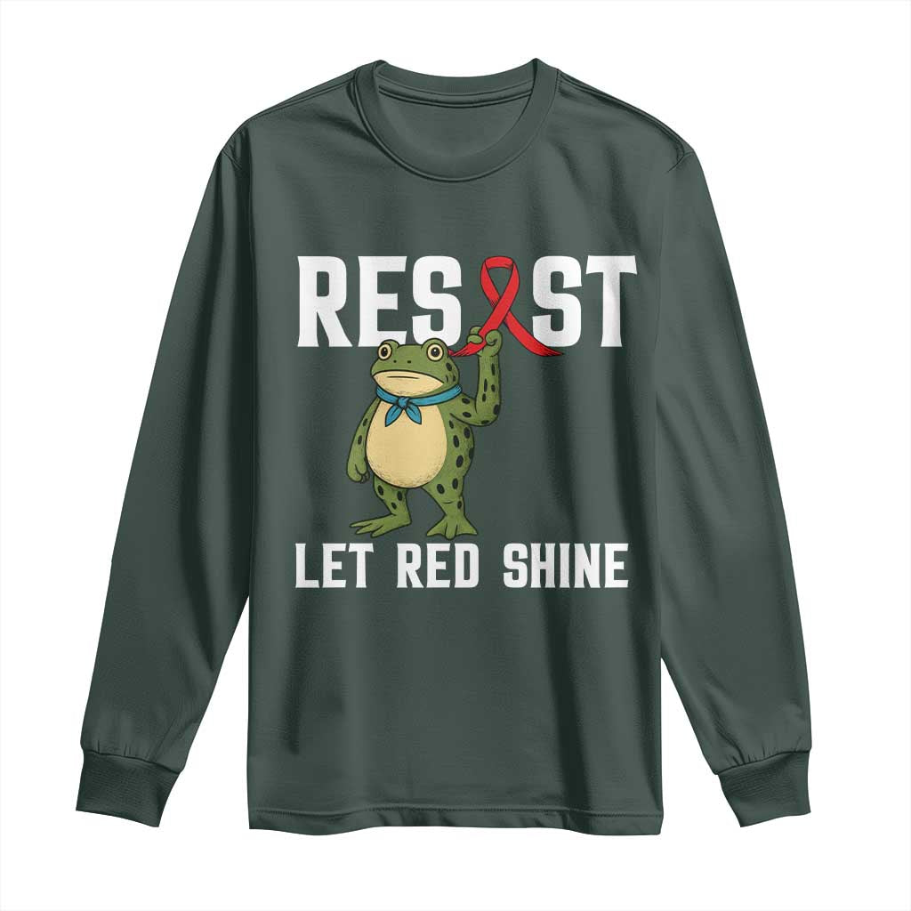 Frog AIDS Fighter Supporter Long Sleeve Shirt Funny Portland Activist Meme HIV Support Red Ribbon