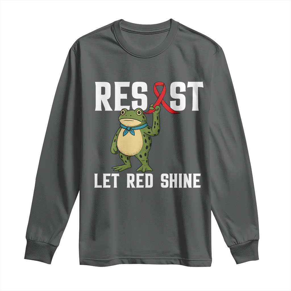 Frog AIDS Fighter Supporter Long Sleeve Shirt Funny Portland Activist Meme HIV Support Red Ribbon