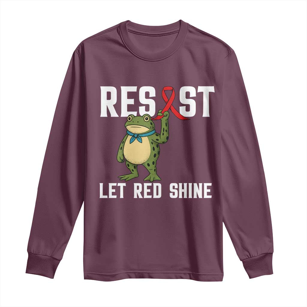 Frog AIDS Fighter Supporter Long Sleeve Shirt Funny Portland Activist Meme HIV Support Red Ribbon