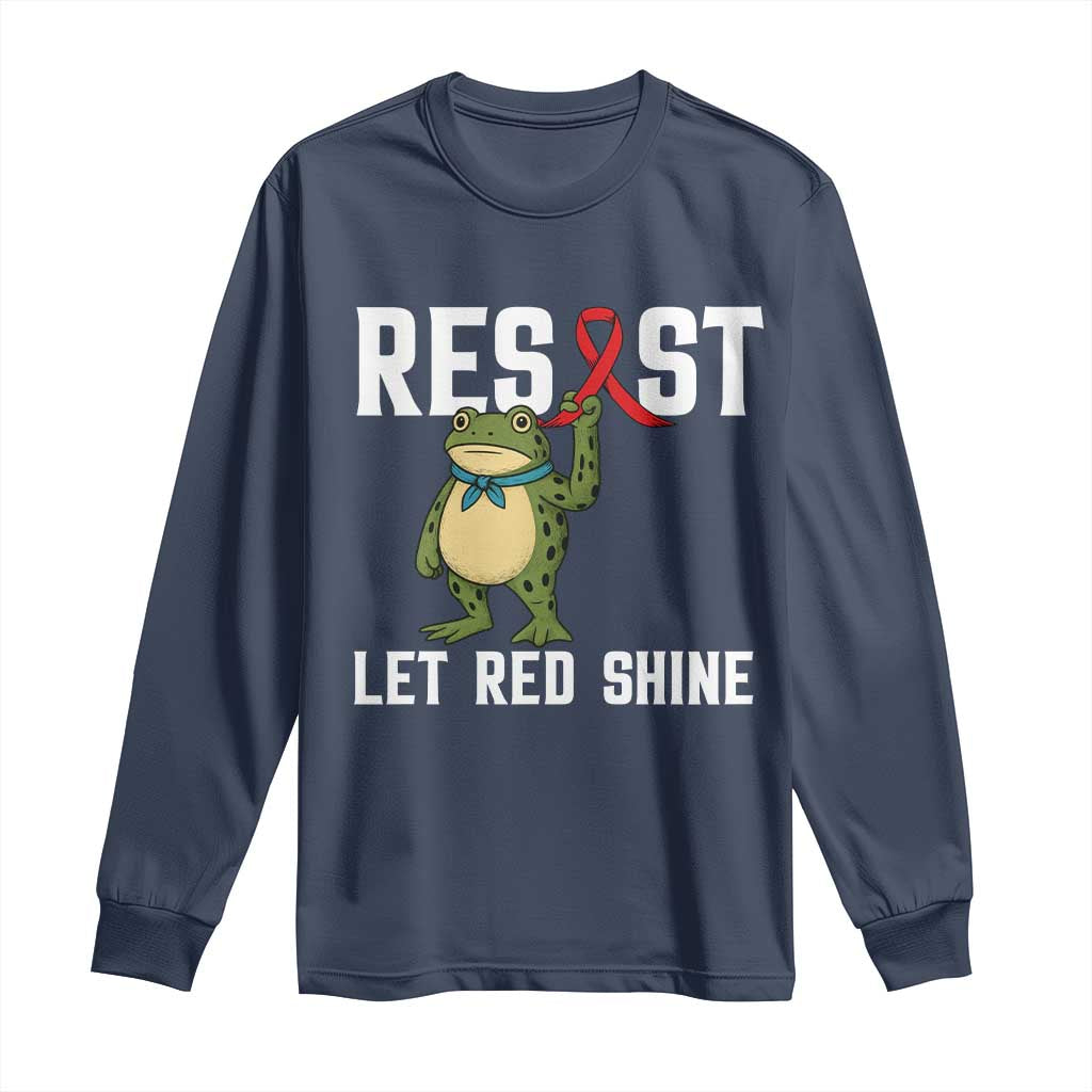Frog AIDS Fighter Supporter Long Sleeve Shirt Funny Portland Activist Meme HIV Support Red Ribbon