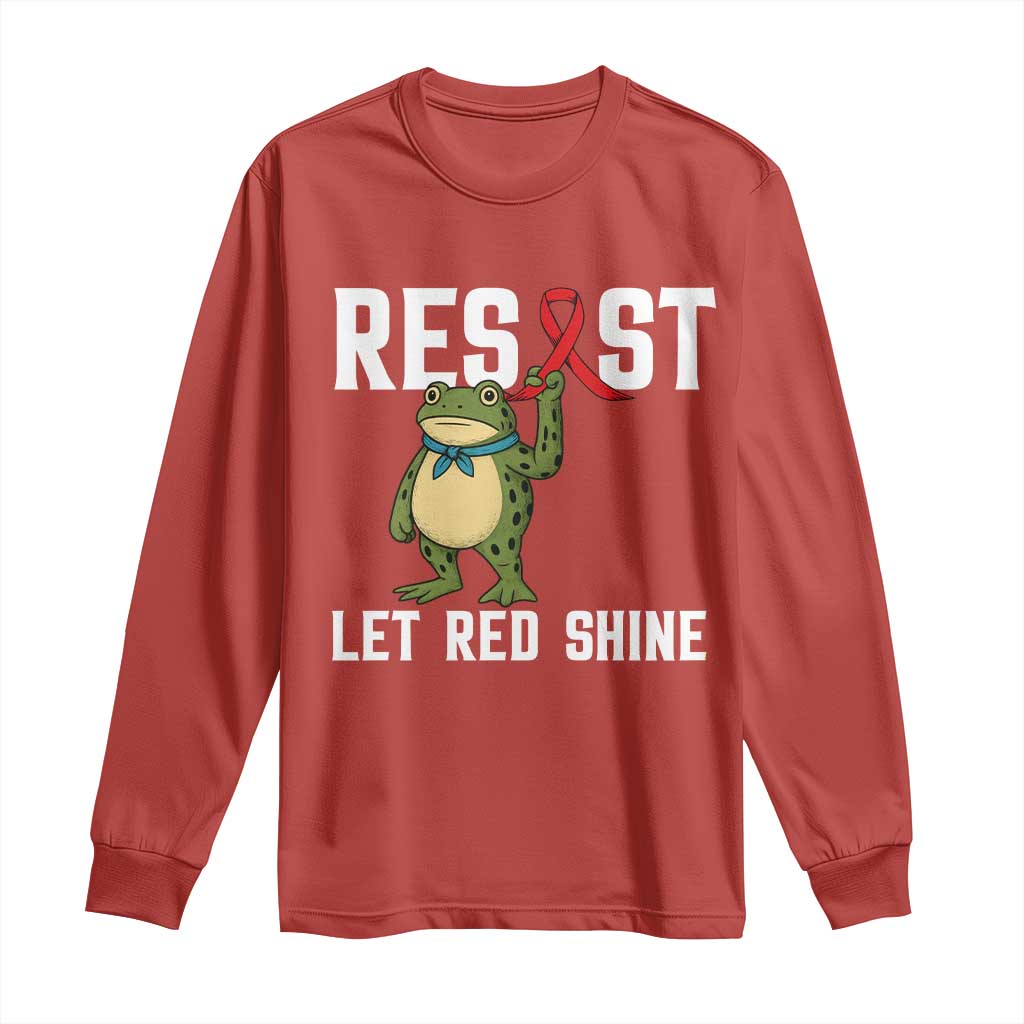 Resist Frog AIDS Support Long Sleeve Shirt Funny Portland Activist Meme HIV Red Ribbon