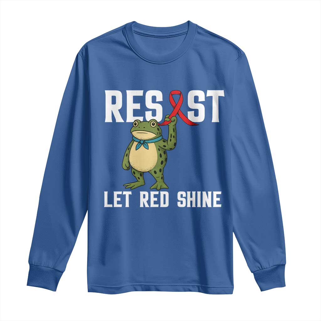 Frog AIDS Fighter Supporter Long Sleeve Shirt Funny Portland Activist Meme HIV Support Red Ribbon