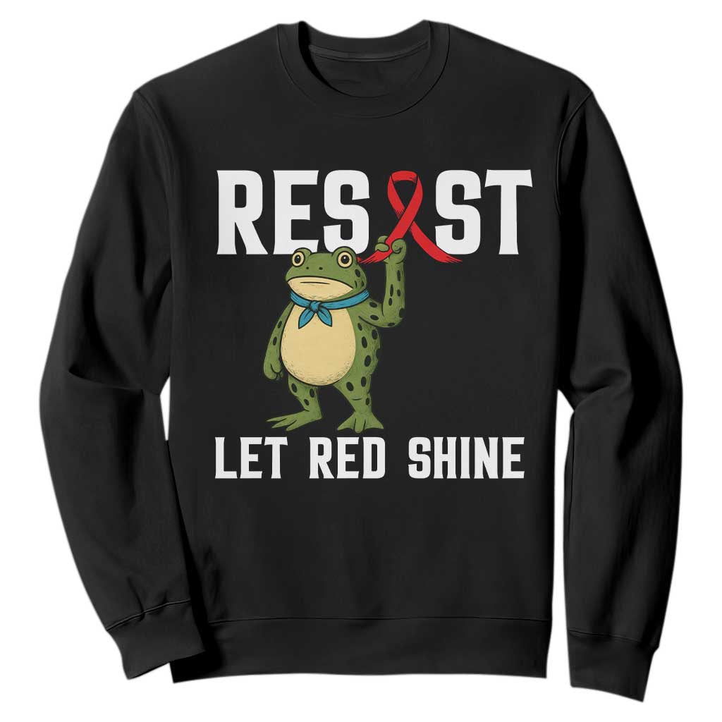 Frog AIDS Fighter Supporter Sweatshirt Funny Portland Activist Meme HIV Support Red Ribbon