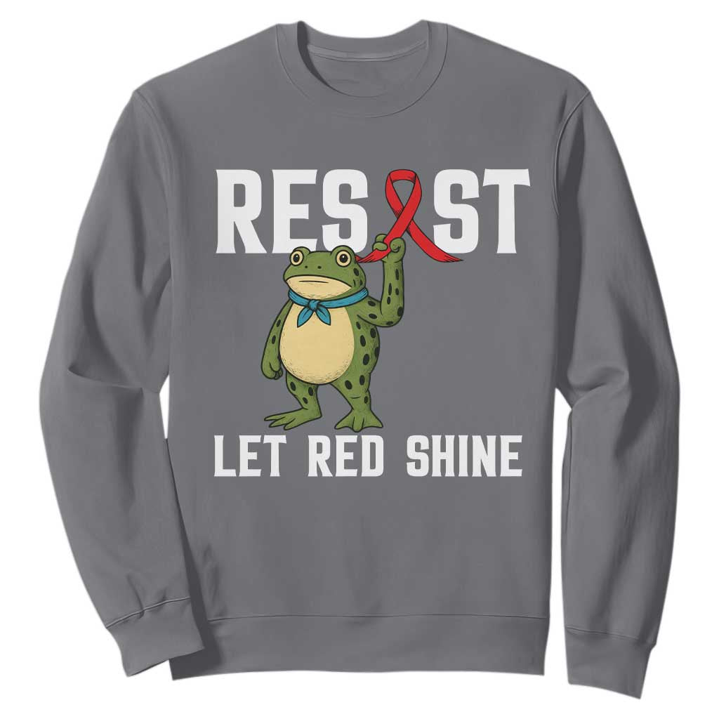 Frog AIDS Fighter Supporter Sweatshirt Funny Portland Activist Meme HIV Support Red Ribbon