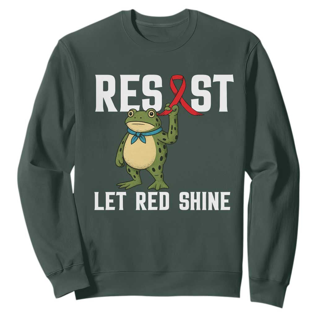 Frog AIDS Fighter Supporter Sweatshirt Funny Portland Activist Meme HIV Support Red Ribbon