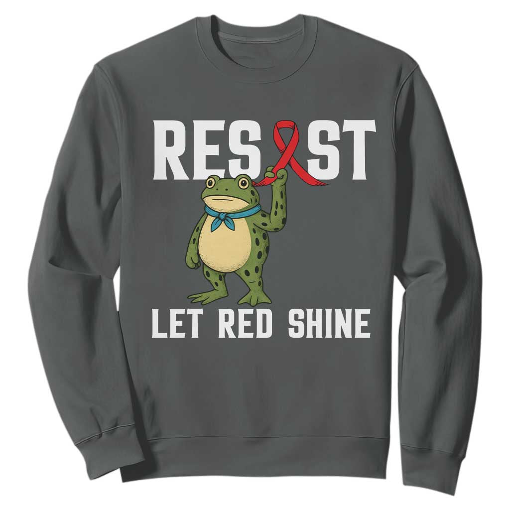 Frog AIDS Fighter Supporter Sweatshirt Funny Portland Activist Meme HIV Support Red Ribbon