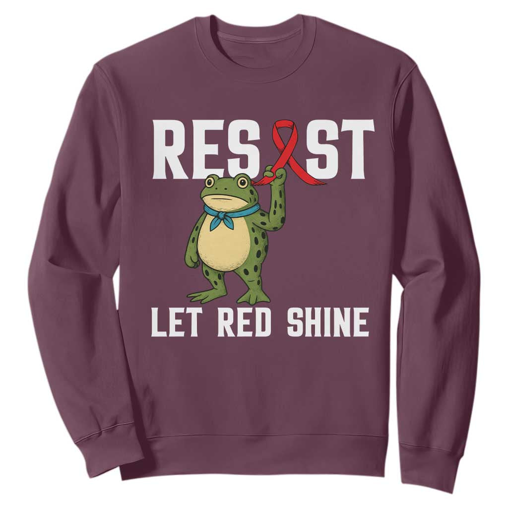 Frog AIDS Fighter Supporter Sweatshirt Funny Portland Activist Meme HIV Support Red Ribbon