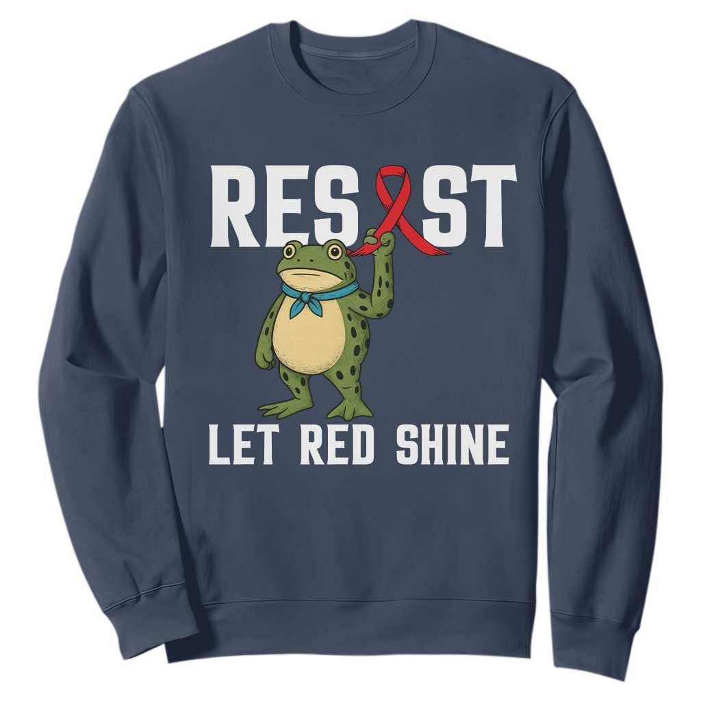 Frog AIDS Fighter Supporter Sweatshirt Funny Portland Activist Meme HIV Support Red Ribbon