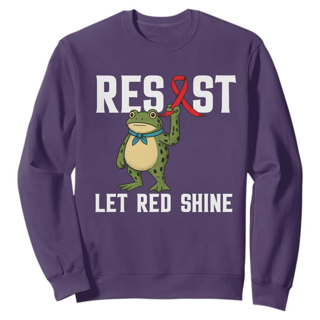 Frog AIDS Fighter Supporter Sweatshirt Funny Portland Activist Meme HIV Support Red Ribbon