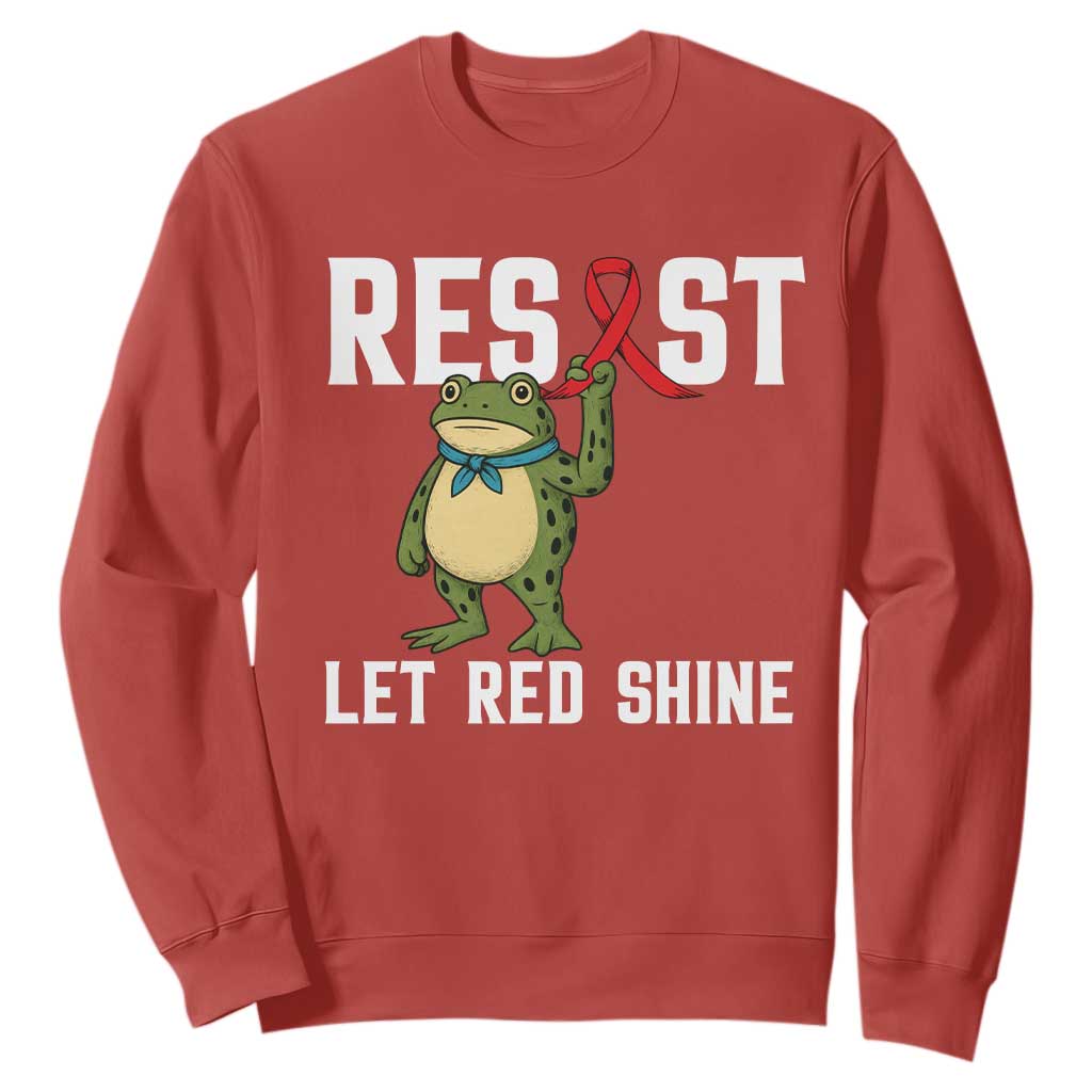 Resist Frog AIDS Support Sweatshirt Funny Portland Activist Meme HIV Red Ribbon