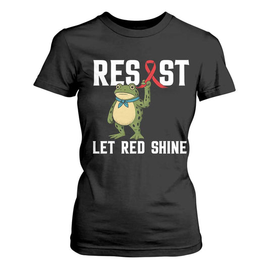Resist Frog AIDS Support T Shirt For Women Funny Portland Activist Meme HIV Red Ribbon