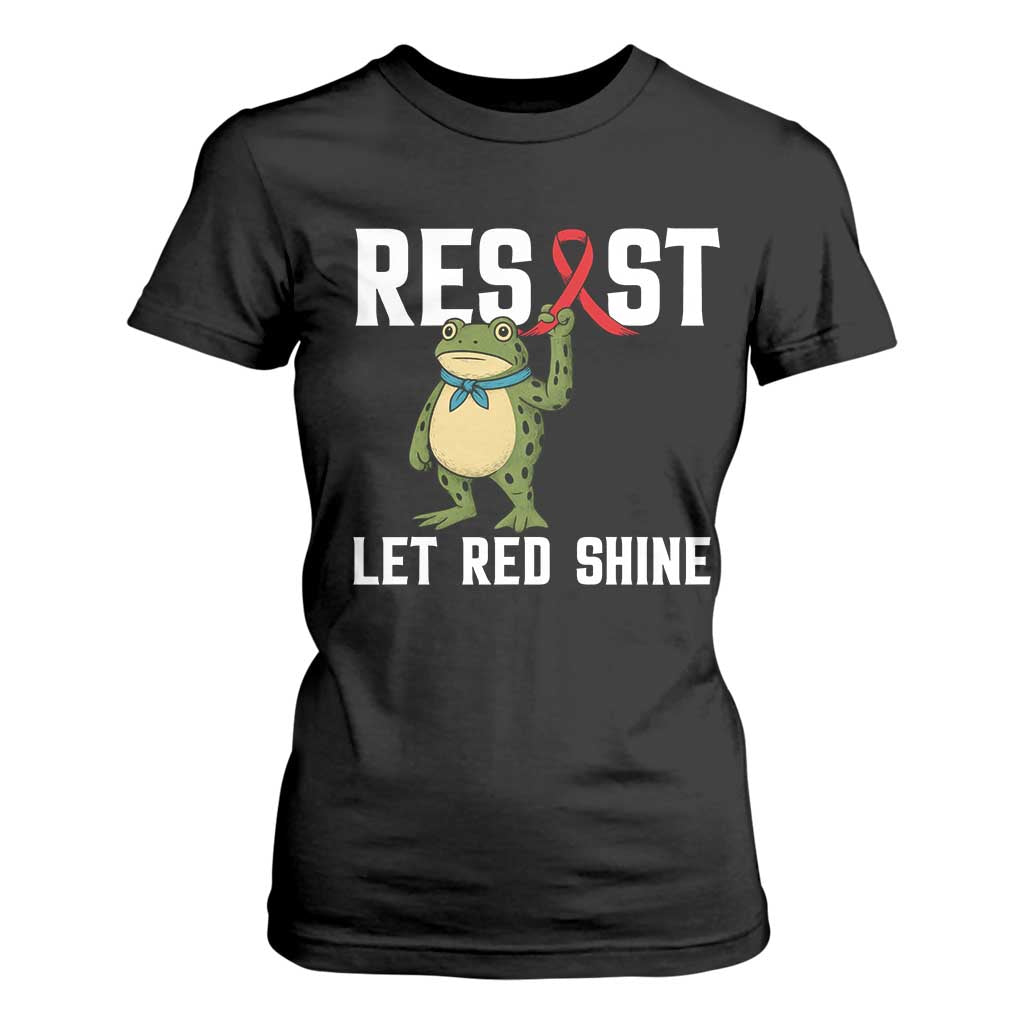 Frog AIDS Fighter Supporter T Shirt For Women Funny Portland Activist Meme HIV Support Red Ribbon