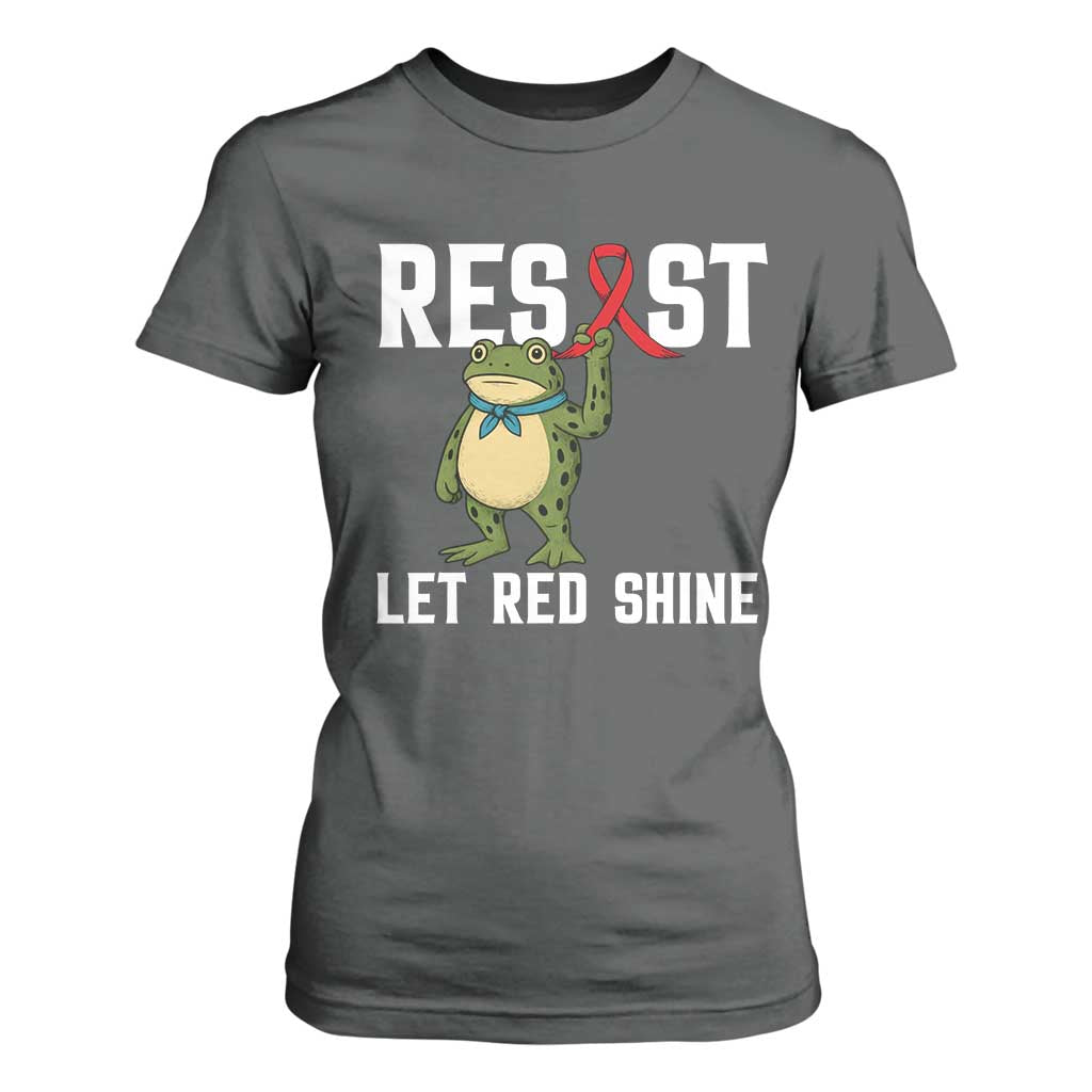 Frog AIDS Fighter Supporter T Shirt For Women Funny Portland Activist Meme HIV Support Red Ribbon