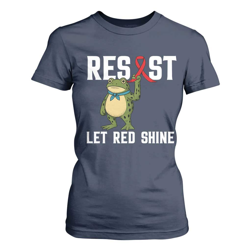 Frog AIDS Fighter Supporter T Shirt For Women Funny Portland Activist Meme HIV Support Red Ribbon