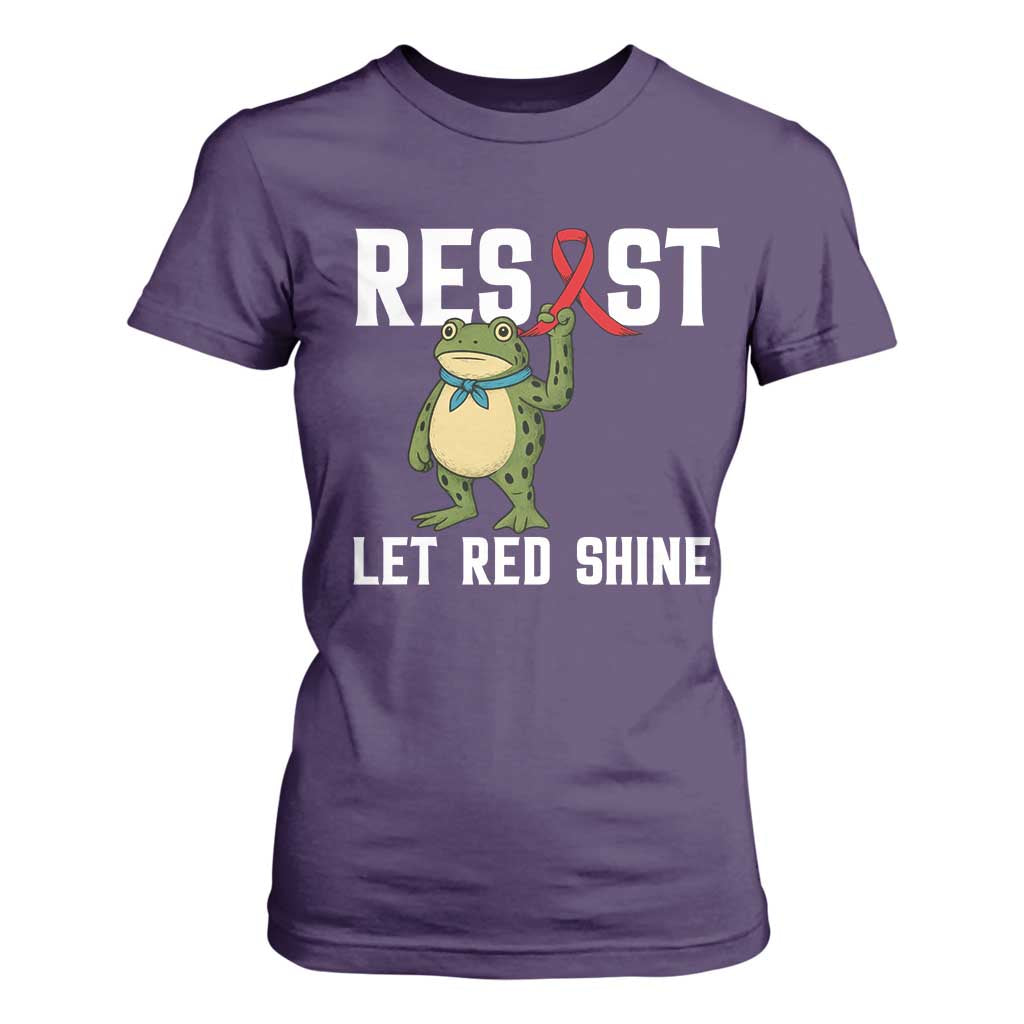 Frog AIDS Fighter Supporter T Shirt For Women Funny Portland Activist Meme HIV Support Red Ribbon