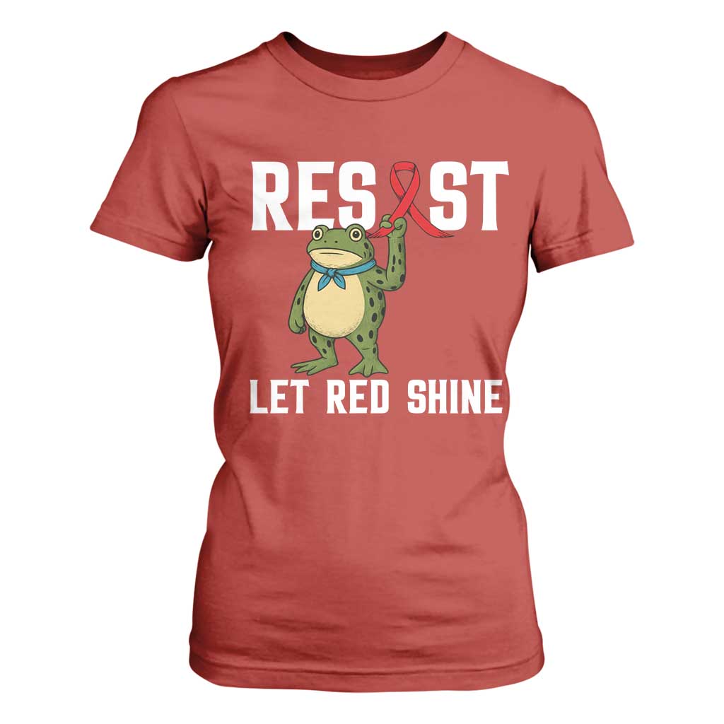Resist Frog AIDS Support T Shirt For Women Funny Portland Activist Meme HIV Red Ribbon