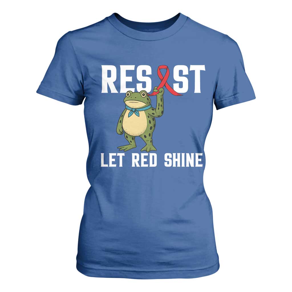 Frog AIDS Fighter Supporter T Shirt For Women Funny Portland Activist Meme HIV Support Red Ribbon